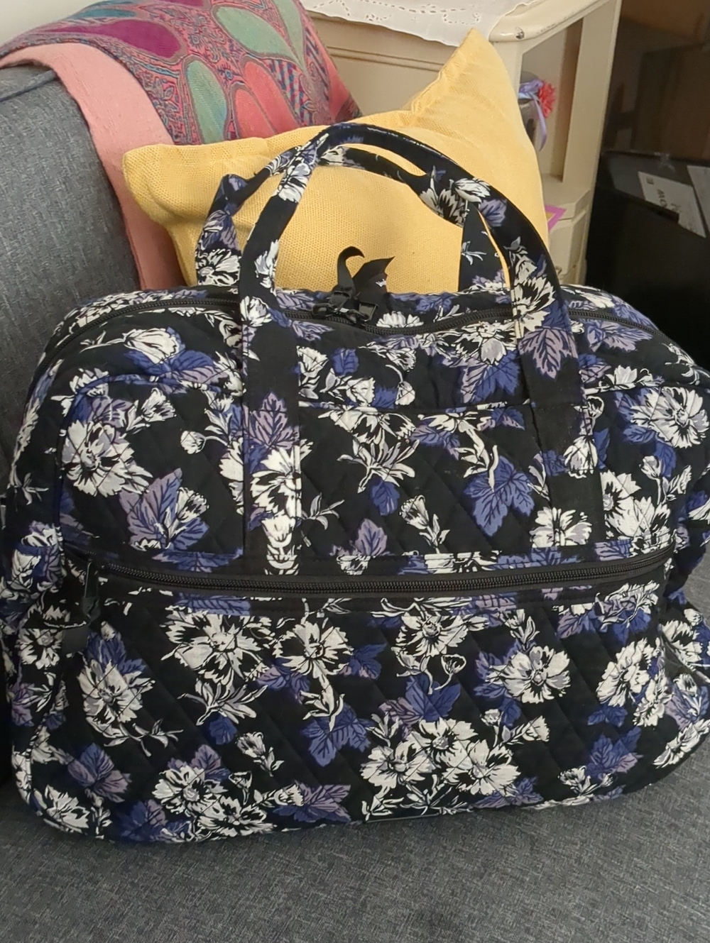 Floral Quilted Travel Tote Bag Set- 6 Pieces